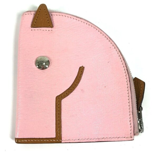 HERMES Horse Cheval Paddock Wallet Coin Compartment coin purse Chevre pink - Picture 1 of 11